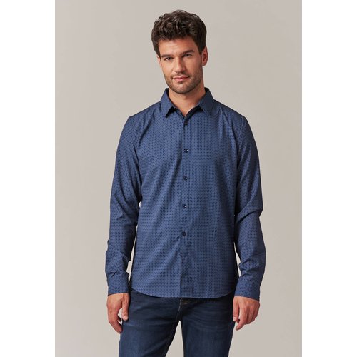 Chemise homme ultra stretch avec micro motif graphique holden bleu marine Deeluxe La Redoute