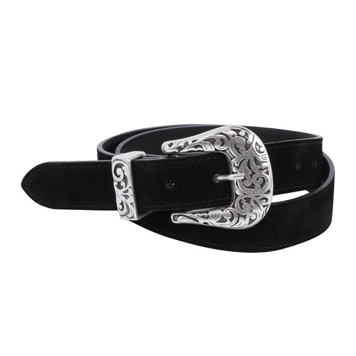 Cassia leather belt with large circular western buckle black La Petite Etoile La Redoute