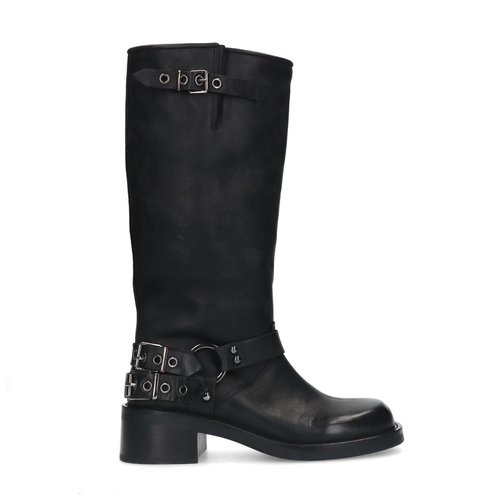 Bottines motardes a boucles noir Sacha La Redoute