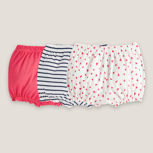 De feuilles Lot de 3 Bloomer Shorts Eté Taille Elastique Bébé Naissance Culotte Bloomer Dentelle Multicouche Souple Confortable avec Noeud 0 à 1 Ans