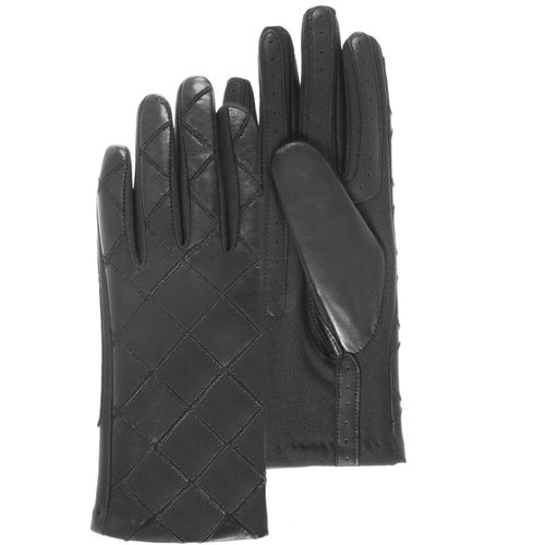 Gants tactiles en cuir de mouton doubles chaud noir Isotoner La Redoute