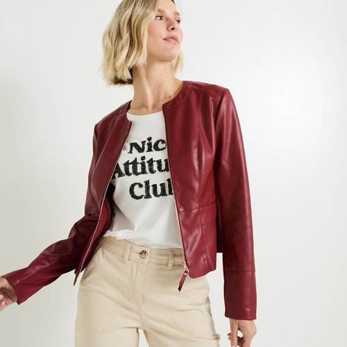Veste simili cuir femme bordeaux hotsell