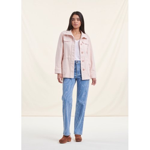 Veste courte coupe droite en jean rose pale La Fee Maraboutee La Redoute