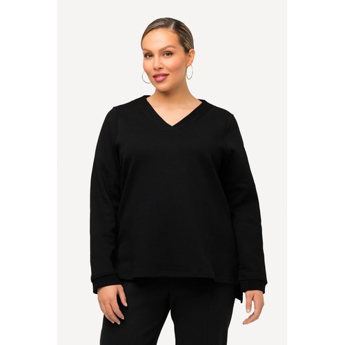 Sweat shirt a col en v et manches longues noir Ulla Popken La Redoute