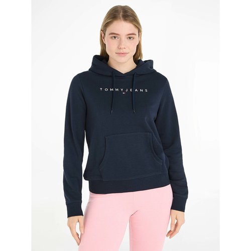 Embroidered logo hoodie in cotton mix midnight blue Tommy Jeans La Redoute