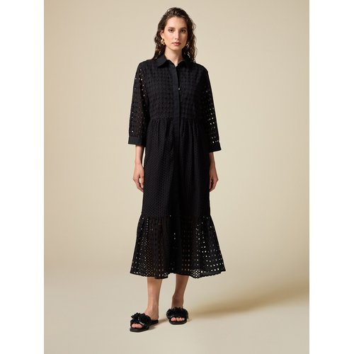 Robe chemisier longue en broderie anglaise noir Oltre La Redoute