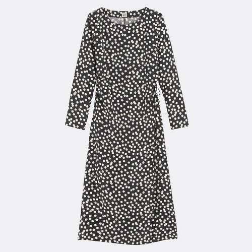 princess polly baby blue dress Polka Dot Print Midi Dress in Black main image 0