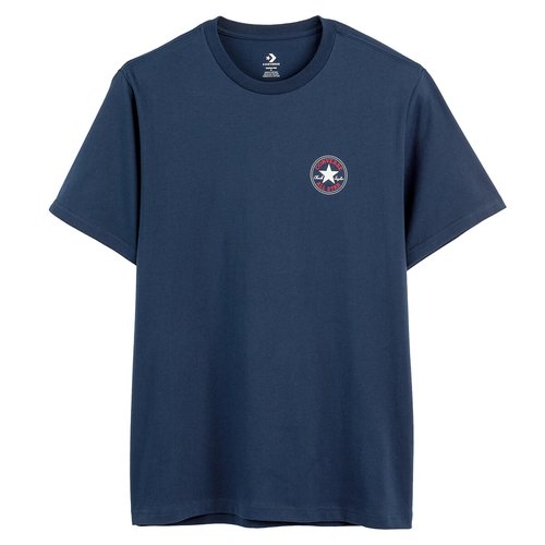 Cotton short sleeve t shirt with small chuck logo print navy blue Converse La Redoute
