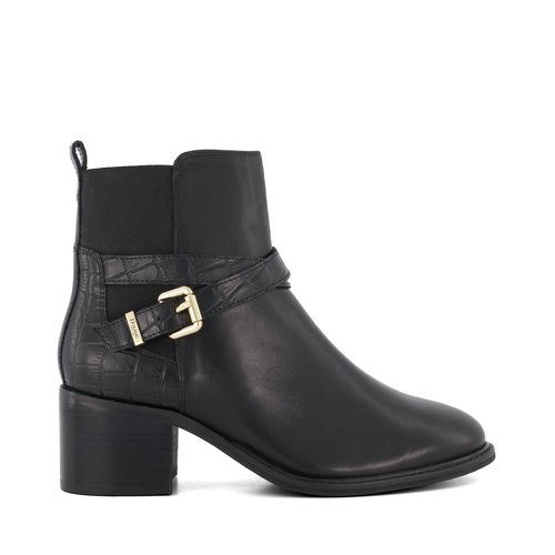 Bottines elastiques a talon carre pout noir cuir Dune London La Redoute