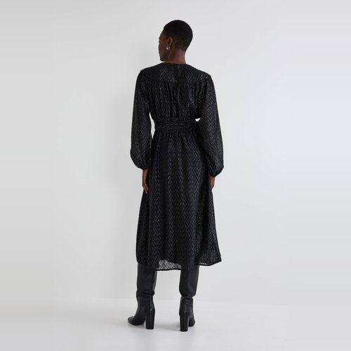 Robe longue ceinturee noir Monoprix La Redoute
