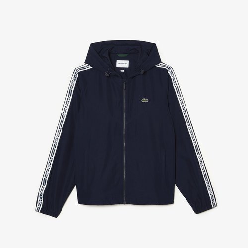 Logo tape hooded jacket with zip fastening Lacoste La Redoute