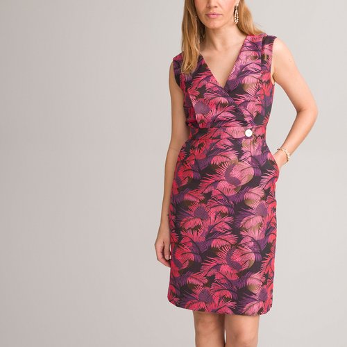 Jacquard pencil dress knee length pink print Anne Weyburn La Redoute