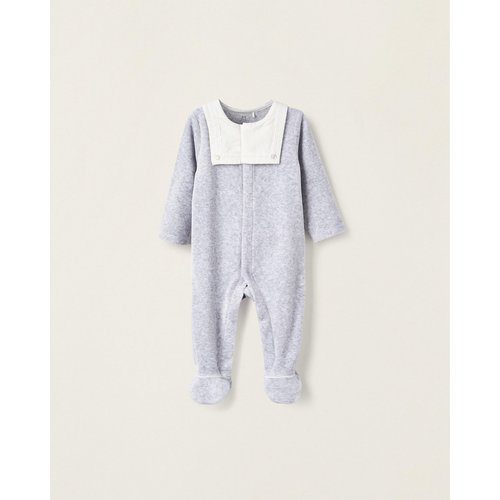 Grenouillere en velours pour bebe garcon gris clair Zippy La Redoute