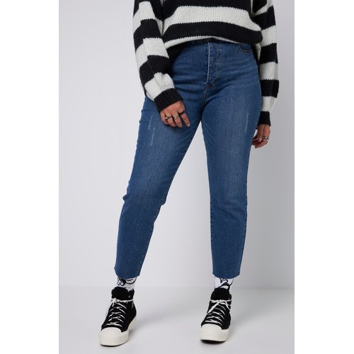 Jean mom 5 poches. coupe a cru. jambe droite. jean bleu fonce Studio Untold La Redoute