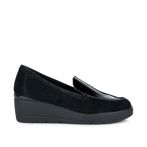 Ilde leather breathable loafers with wedge heel black Geox La Redoute