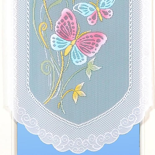 Rideaux Voilages Avec Motif Papillons - Blanc - Polyester - Occasion - Parfait Pour Toutes Les Pièces