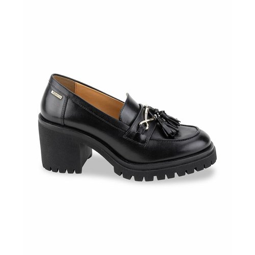 Leather block heel loafers top
