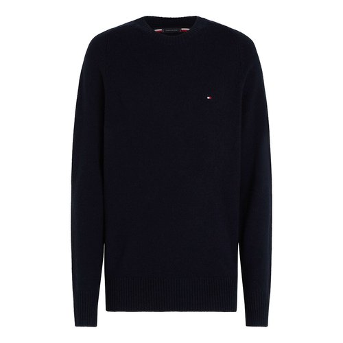 Wool crew neck jumper sweater navy blue Tommy Hilfiger La Redoute