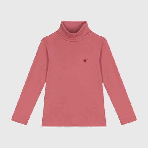 Plain cotton turtleneck top pink Petit Bateau La Redoute