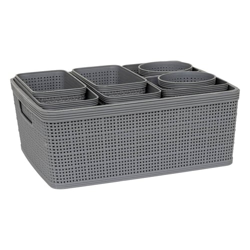 Panier Ajouré 5 Five Simply Smart - 12 Litres - Noir - Avec Couvercle - Rangement Maison