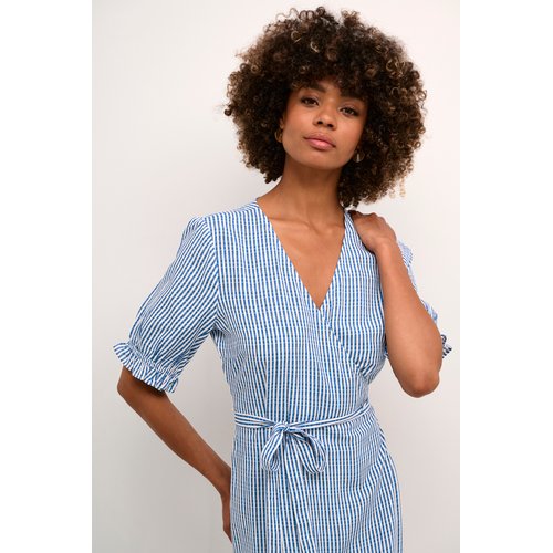 Robe blanche rayée bleu outlet
