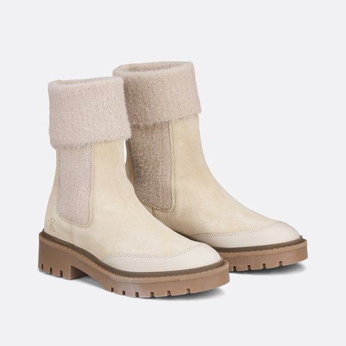 Suede combat chelsea boots beige Calvin Klein Jeans La Redoute