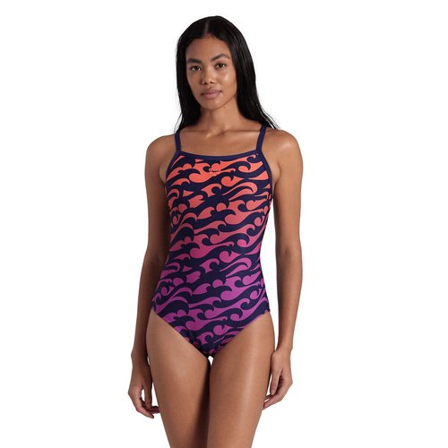 Surfs up recycled pool swimsuit pink orange Arena La Redoute