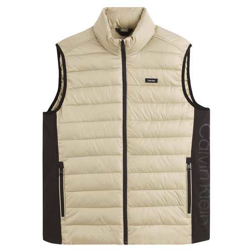 Doudoune sans manche a bandes logotees Calvin Klein beige La Redoute