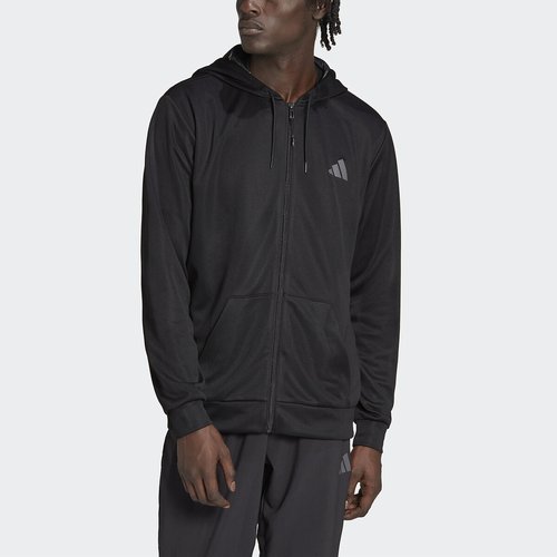 Dark grey adidas zip hoodie top