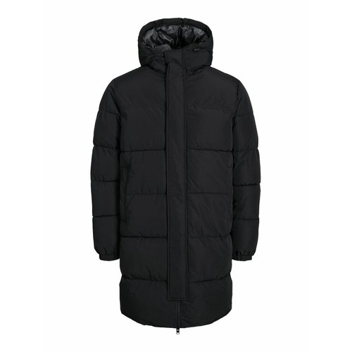 Fluid mens longline hooded puffer jacket black hotsell