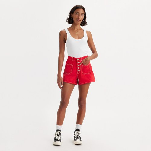 Red mom shorts sales