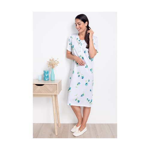 Chemise de nuit en coton made in france francais b.solfin fabrique en france 100 coton bleu atoll B. Solfin La Redoute