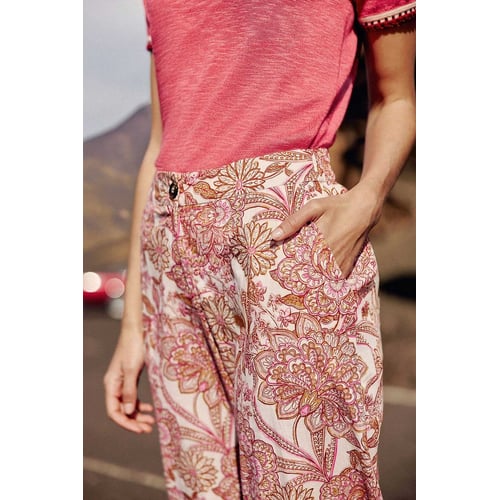 Pantalon Léger Femme Imprimé Floral - Coupe Loose, Taille Haute, Confort Voyage, Tailles 8 à 16