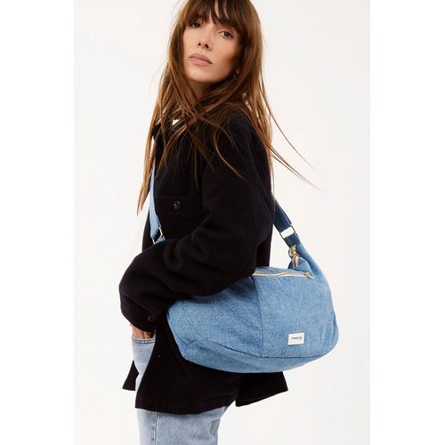 Charlot canvas crossbody bag in cotton blend faded denim Rive Droite Paris La Redoute