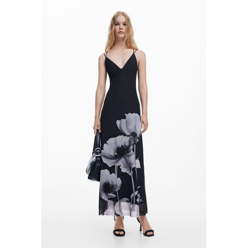 Robe longue coquelicots noir Desigual La Redoute