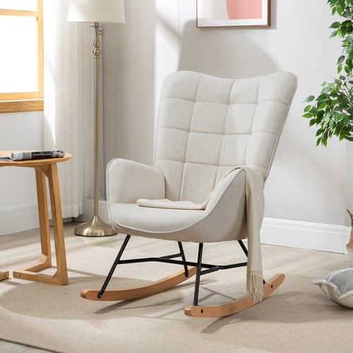 Fauteuil à Bascule M41 En Rotin Et Bois Massif - Style Rétro Chic - Accoudoirs - Basculement Doux - Capacité 120 Kg - Parfait Pour Salon Ou Terrasse - 6