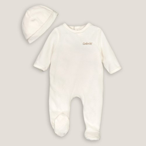 Pyjama 1 piece naissance personnalisable bonnet ecru La Redoute Collections La Redoute