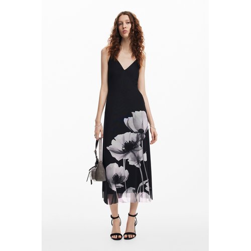 Robe midi coquelicots noir Desigual La Redoute