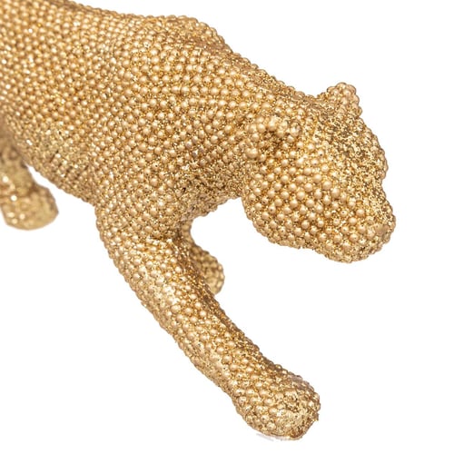 Statuette De Léopard En Laiton - 9,2x3 Cm, Sculpture Animale Pour Décoration Maison Ou Bureau