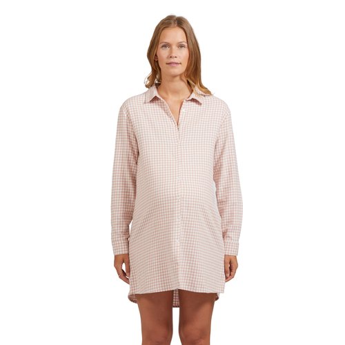Chemise de nuit liquette homewear grossesse et allaitement rose clair carreaux Vertbaudet La Redoute