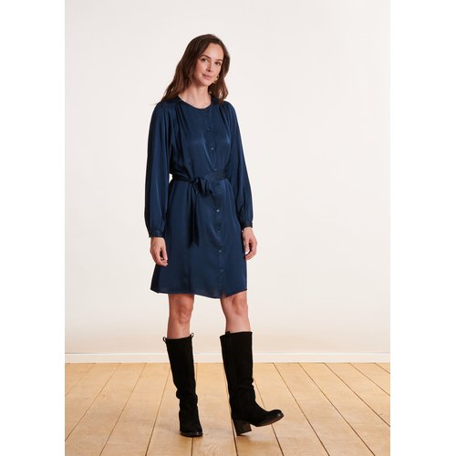 Robe courte en satin bleu petrole La Fee Maraboutee La Redoute