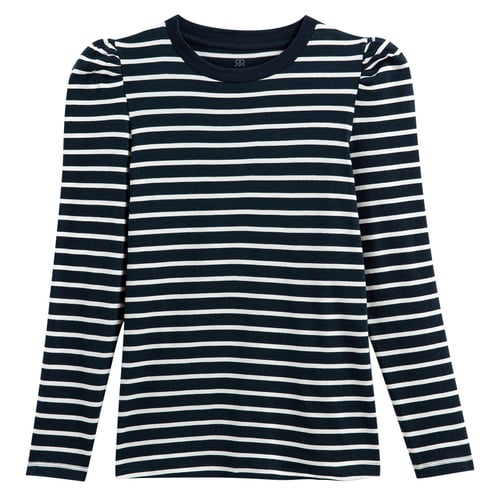 LilyCoco Women's Striped Pirate Tee – Cute Puff Sleeve, Slim Fit, Comfy Crewneck Top