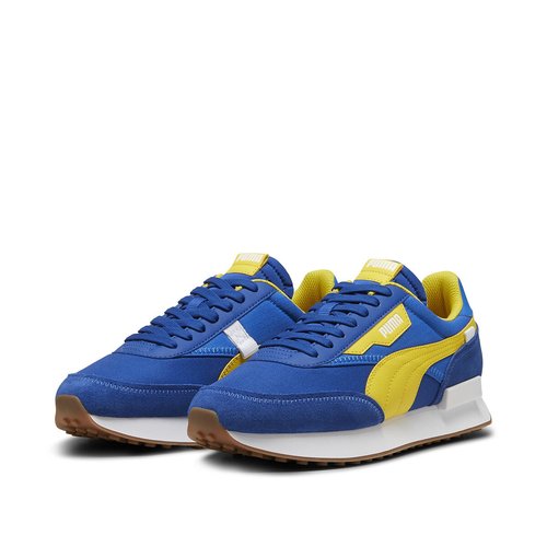 Future rider play on trainers in leather blue yellow Puma La Redoute