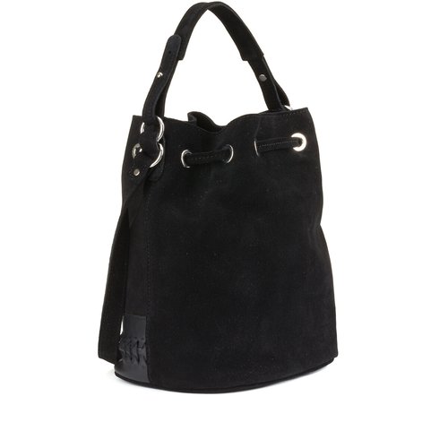 Suede bucket bag made in europe black La Redoute Collections La Redoute