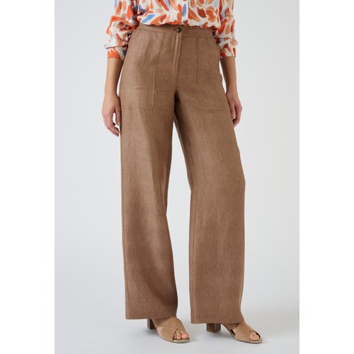 Pantalon large pur lin marron Damart La Redoute