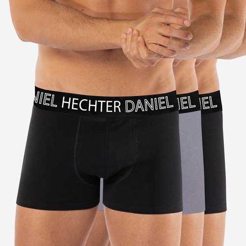 Lot de 3 boxers unis noir gris noir Daniel Hechter Lingerie La Redoute