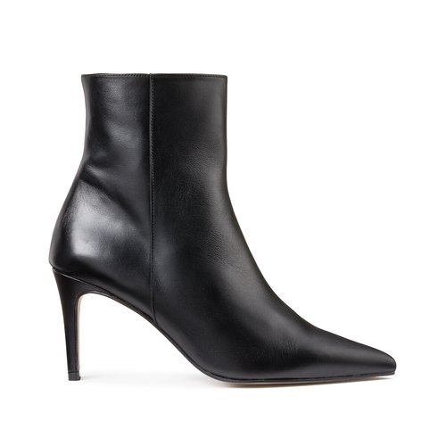 Leather ankle boots with stiletto heel black La Redoute Collections La Redoute