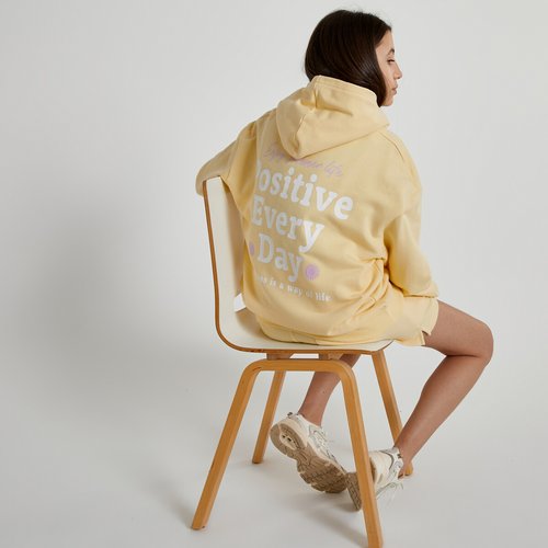 Sweat a capuche oversize a message jaune pastel La Redoute Collections La Redoute