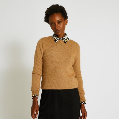 Pull col bateau uni contenant de l alpaga