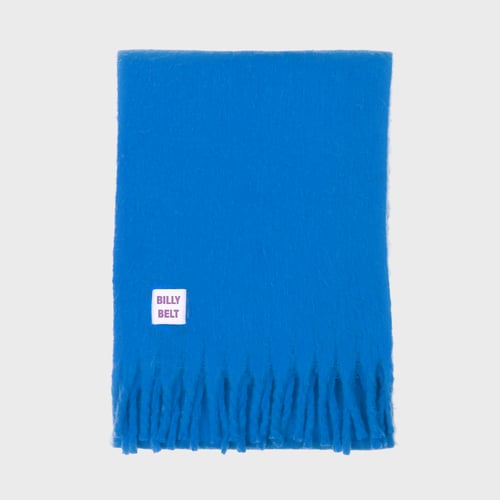 Grande Écharpe Vintage Femme - Dimensions 30x28 Pouces, Bleu Aqua Et Blanc, Avec Franges - Occasion Excellente